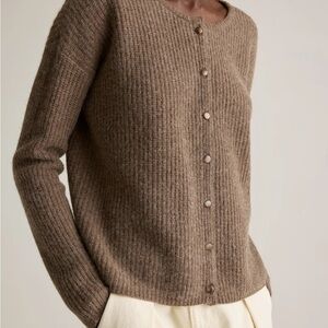 Quince Taupe Ribbed Cardigan